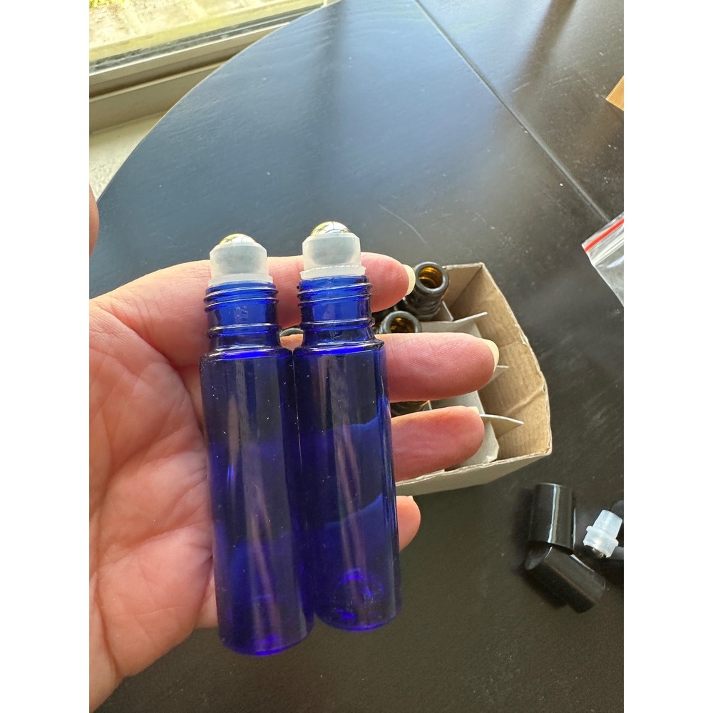 Glass Essential Oil Roller Bottle Set with Gemstone and Steel Roller Balls - Picture 3 of 6